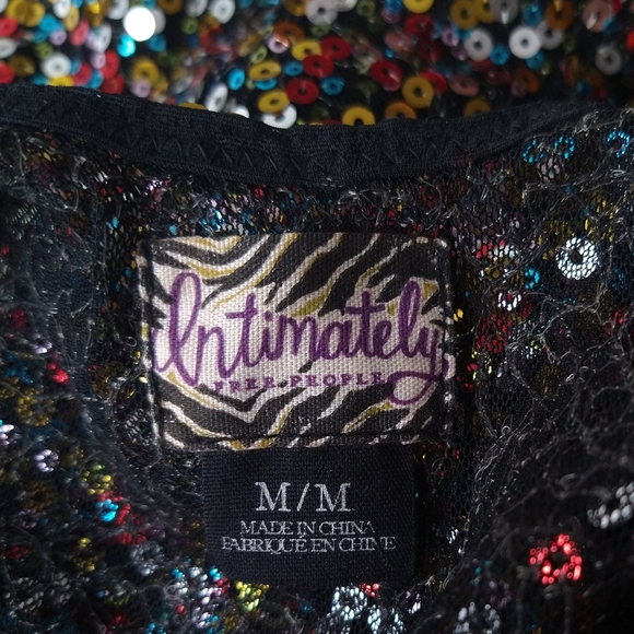 Free People Sequin Nightie/Slip Dress, Size M, gold, red, blue, silver, black - Picture 3 of 6